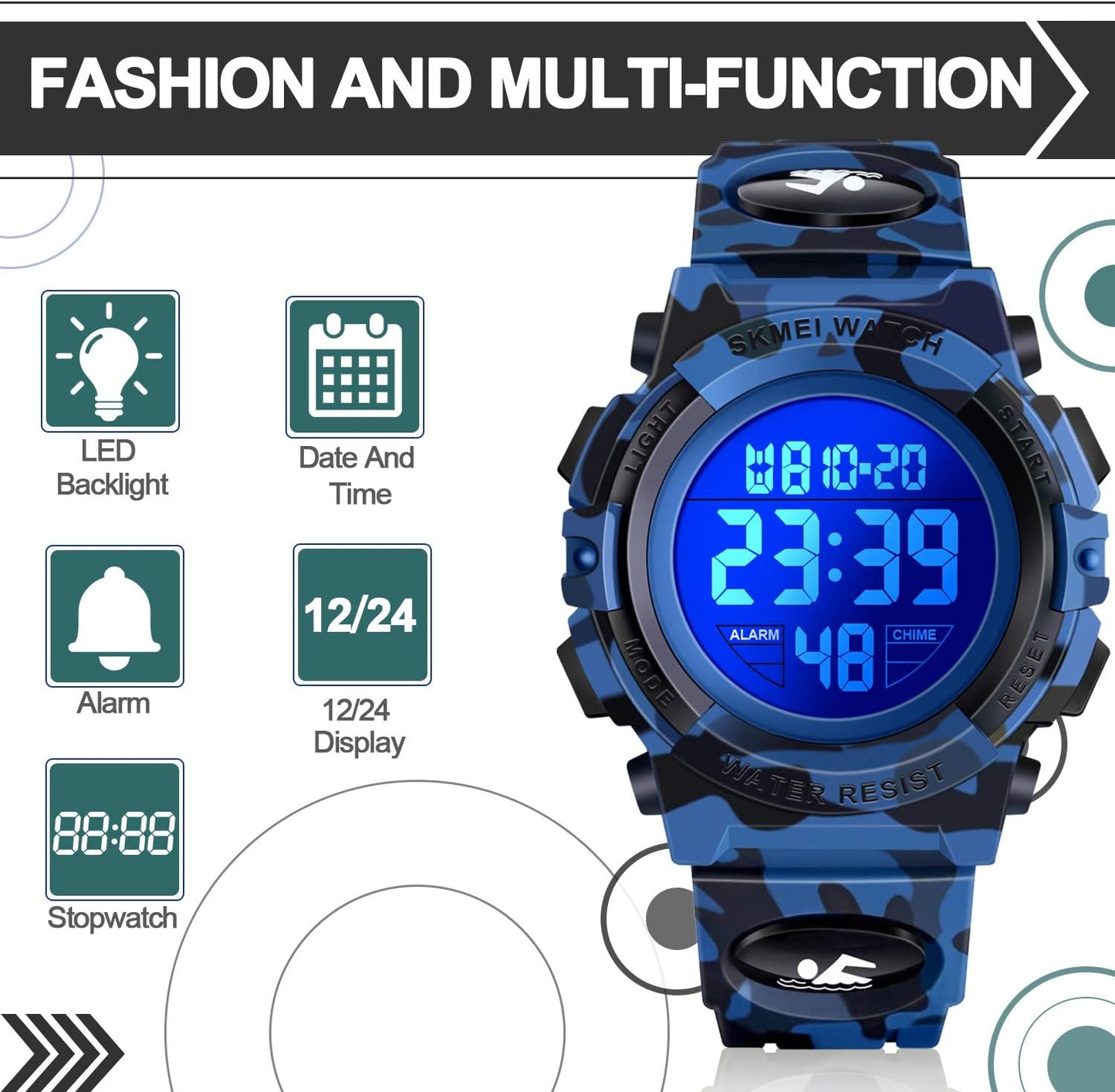 LED 50M Waterproof Kids Digital Sport Watch - Kids Gifts