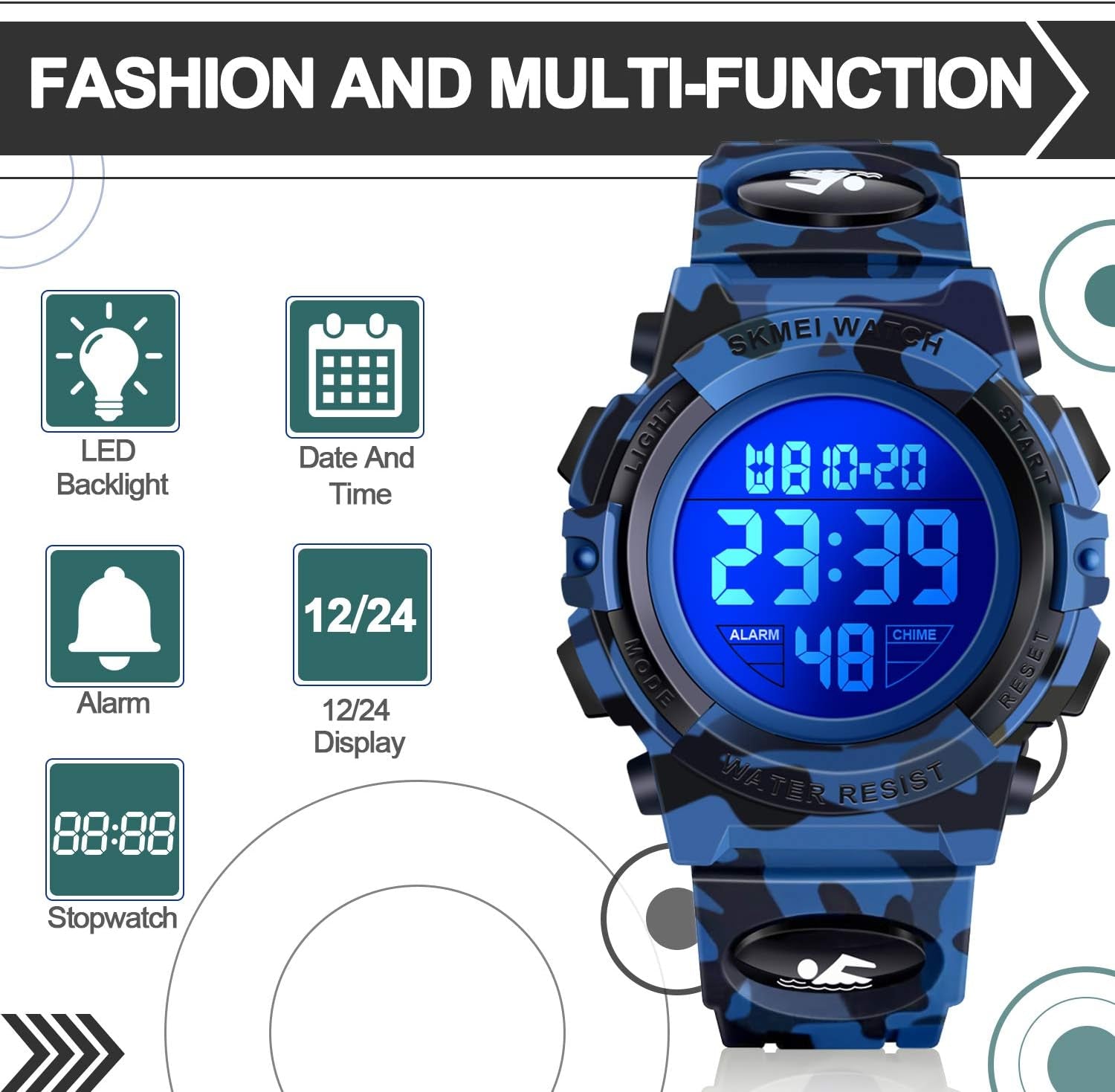 LED 50M Waterproof Kids Digital Sport Watch - Kids Gifts