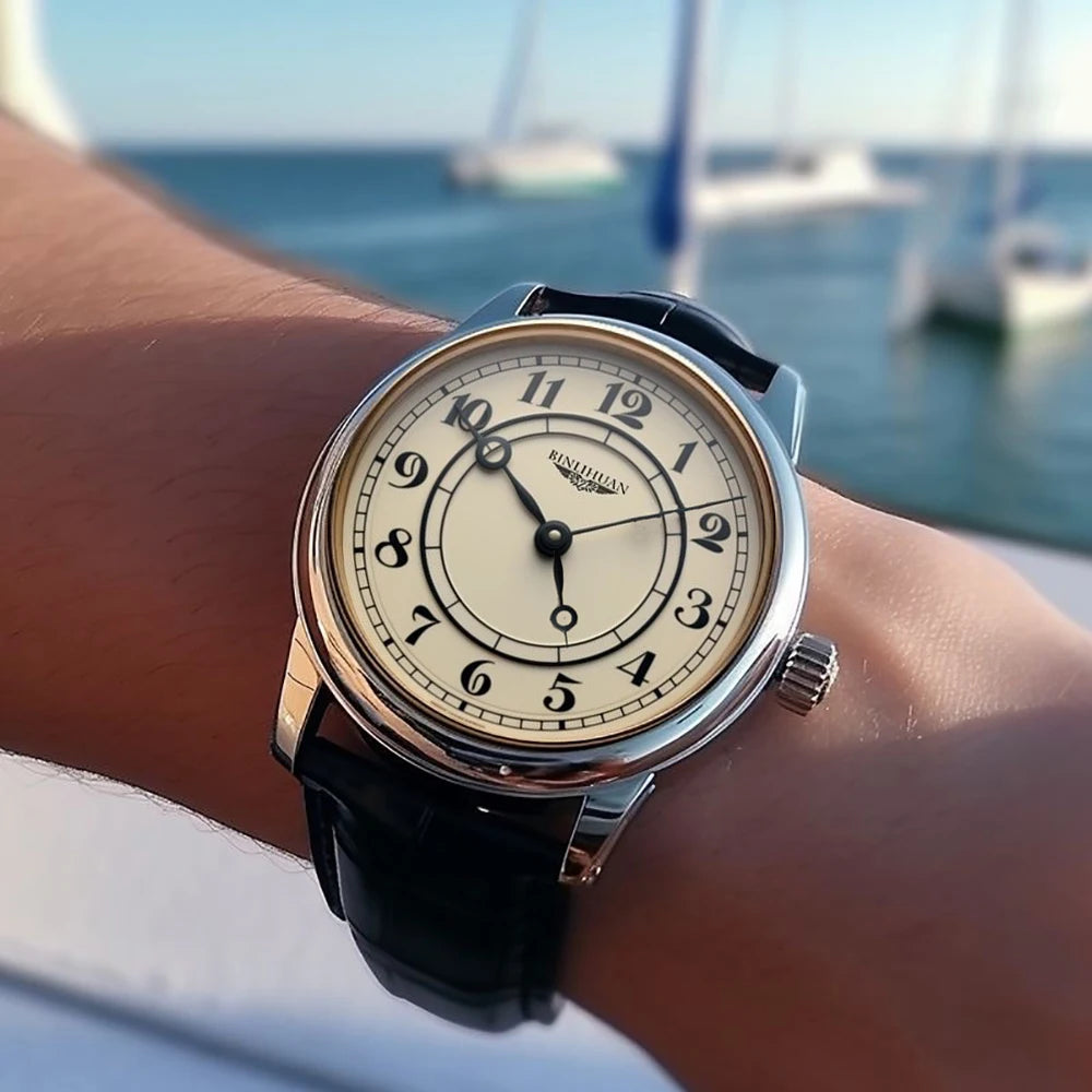Men Fashion Retro Clock Leather Watch Quartz Analog Business Wristwatch Birthday Gift Daily Decoration
