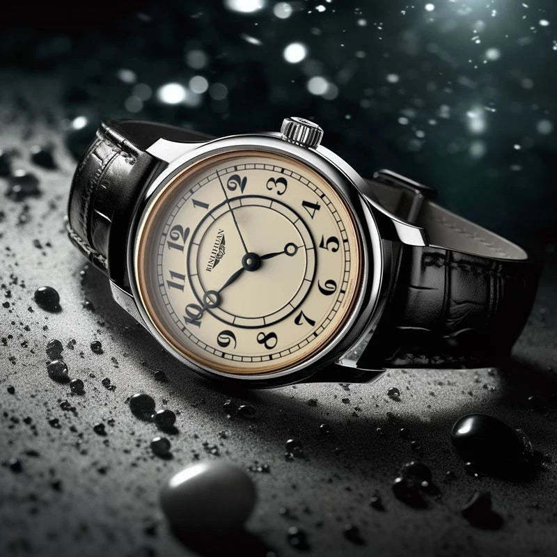 Men Fashion Retro Clock Leather Watch Quartz Analog Business Wristwatch Birthday Gift Daily Decoration