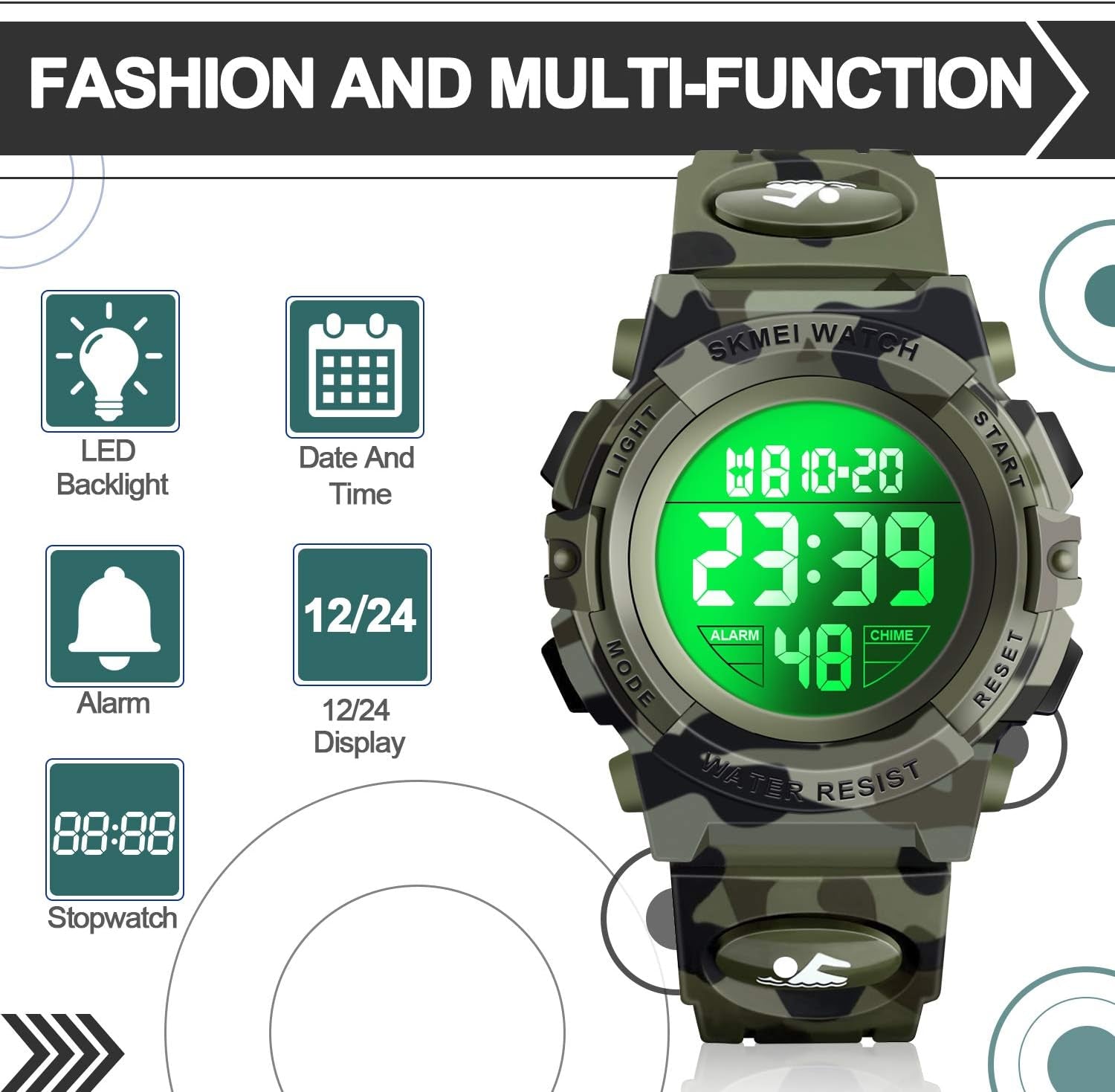 LED 50M Waterproof Kids Digital Sport Watch - Kids Gifts