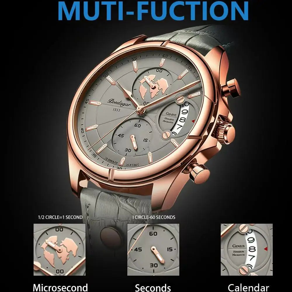 Luxury Brand Man Watch Chronograph Date Waterproof Leather Watches for Men Casual Male Clock Sports Quartz Men'S Watch