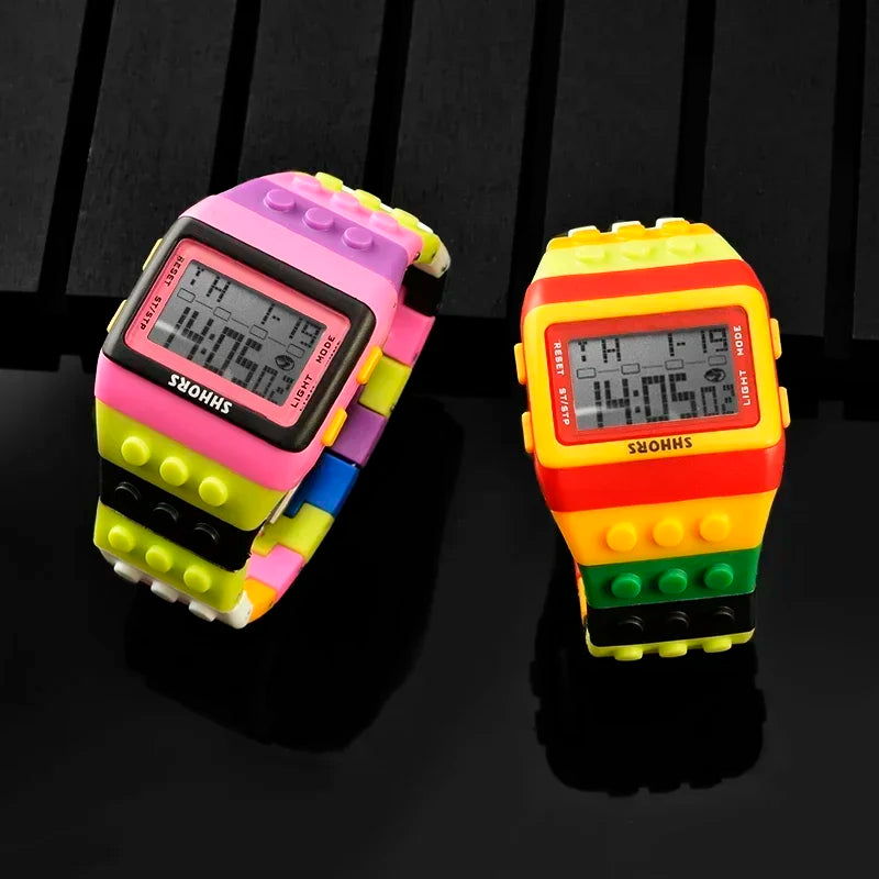 Fashion Brand SHHORS Watches Women Watches Fashion Plastic Led Digital Watches Rainbow Watch Electronic Wristwatch Reloj Mujer