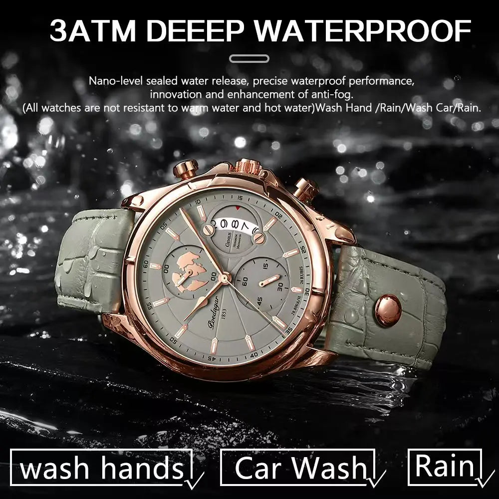 Luxury Brand Man Watch Chronograph Date Waterproof Leather Watches for Men Casual Male Clock Sports Quartz Men'S Watch