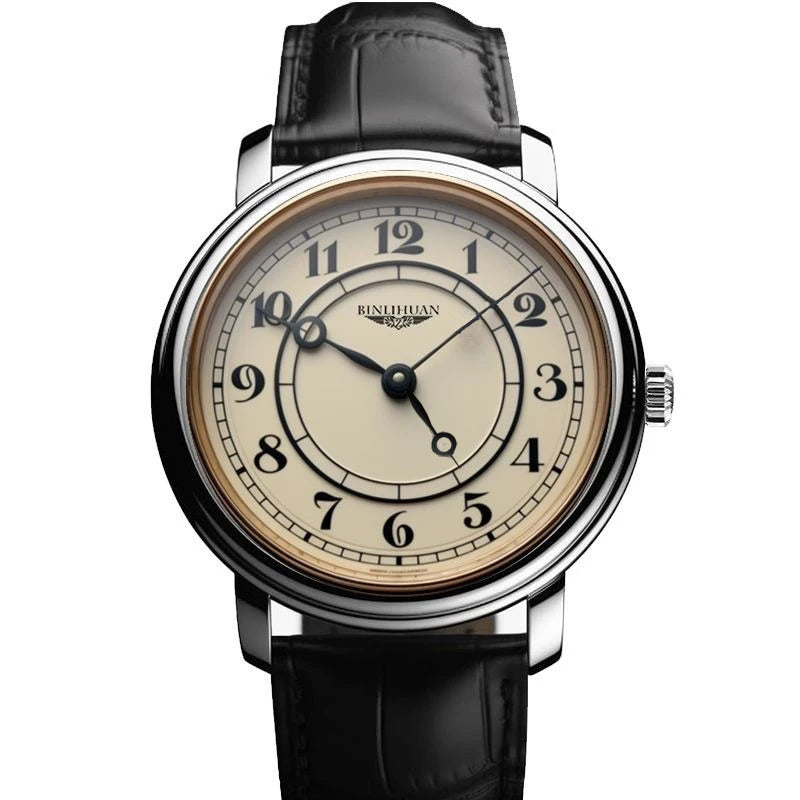 Men Fashion Retro Clock Leather Watch Quartz Analog Business Wristwatch Birthday Gift Daily Decoration